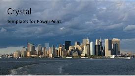  Presentation with storm clouds - Colorful slides enhanced with storm clouds gathering over the manhattan skyline backdrop and a seafoam green colored foreground