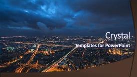  Presentation with highways - PPT theme with storm clouds in moscow background and a ocean colored foreground