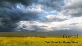 Presentation with africa tourism - Presentation design consisting of storm clouds over a grassy savannah the vast expanses of the horn of africa the famous masai mara reserve in kenya the concept of ecological exotic extreme and photo tourism background and a gold colored foreground