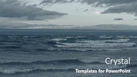  Presentation with storm clouds - Amazing presentation theme having storm clouds over lake water dramatic sky and giant waves backdrop and a dark gray colored foreground
