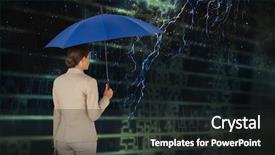  Presentation with starry night - Presentation design featuring storm hail - businesswoman holding blue umbrella background and a dark gray colored foreground