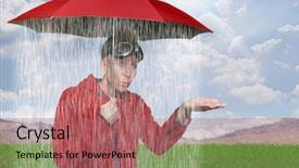  Presentation with hail - Colorful presentation theme enhanced with storm hail - girl caught in a rain backdrop and a coral colored foreground