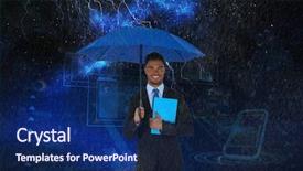  Presentation with starry night - Beautiful PPT layouts featuring storm hail - portrait of businessman holding blue backdrop and a navy blue colored foreground