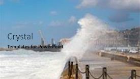  Presentation with sea port - Audience pleasing slide deck consisting of storm-on-the-mediterranean-sea backdrop and a light blue colored foreground