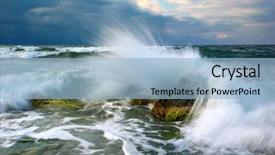  Presentation with storm - PPT theme featuring storm on the sea nature background and a light blue colored foreground