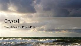  Presentation with storm - Presentation theme with storm on the sea nature background and a soft green colored foreground