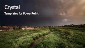  Presentation with storm clouds - Amazing presentation theme having storm rainy clouds over small backdrop and a dark gray colored foreground