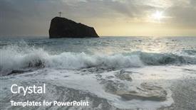  Presentation with art seascape nature sea - PPT layouts featuring storm rock with a cross background and a gray colored foreground