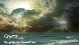  Presentation with sun blue sky and ocean - Cool new PPT layouts with storm sea - folly beach ocean sunset landscape backdrop and a gray colored foreground