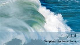  Presentation with windy weather - Amazing slide deck having storm-sea-wave-close-up backdrop and a light blue colored foreground