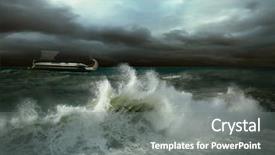 Presentation with ship storm - Amazing slide set having storm seascape with historical ship backdrop and a gray colored foreground