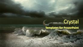  Presentation with ship storm - Presentation theme with storm seascape with historical ship background and a tawny brown colored foreground