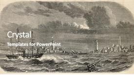  Presentation with rabat - Theme having storm water - antique illustration of the city background and a gray colored foreground