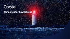  Presentation with night - Theme featuring storm water - lighthouse glowing red background and a navy blue colored foreground