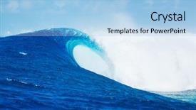  Presentation with blue wave - Audience pleasing PPT theme consisting of h20 - blue ocean wave epic surf backdrop and a light blue colored foreground