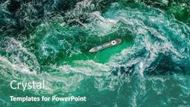  Presentation with ship storm - PPT theme with storm-waves-of-the-sea background and a teal colored foreground