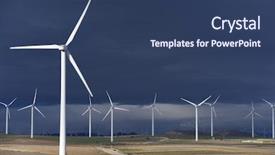 Presentation with wind energy - Presentation design featuring storm wind - group of windmills for renewable background and a ocean colored foreground