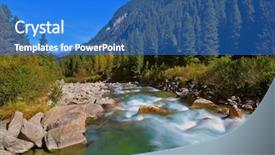  Presentation with mountain stream - Slides enhanced with stormy and frothy mountain stream cascades of cold water at the source of the famous krimml waterfalls pastoral in the alpine mountain valley in austria background and a cobalt blue colored foreground
