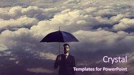  Presentation with umbrella protection - Slide deck having stormy background business protection crisis background and a tawny brown colored foreground