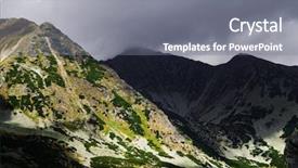  Presentation with stormy sky and dark clouds - Audience pleasing PPT theme consisting of stormy clouds over retezat mountains backdrop and a gray colored foreground
