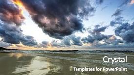  Presentation with ocean - Theme having stormy ocean background and a tawny brown colored foreground