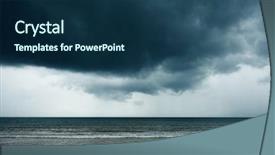  Presentation with storm - PPT layouts having stormy rain clouds over sea background and a navy blue colored foreground