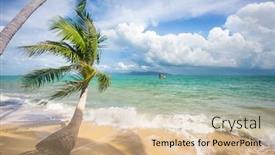  Presentation with stormy sea - Amazing slide set having stormy-sea-and-beach backdrop and a coral colored foreground