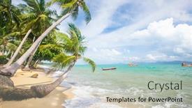  Presentation with stormy sea - Amazing presentation theme having stormy-sea-and-beach backdrop and a light gray colored foreground