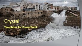  Presentation with stormy sea - Colorful slide deck enhanced with stormy-sea-in-polignano backdrop and a tawny brown colored foreground