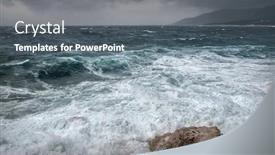  Presentation with stormy sea waves - Amazing slide set having stormy-sea-view-near-coastline backdrop and a gray colored foreground