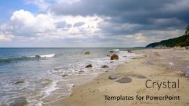  Presentation with stormy sea - Beautiful theme featuring stormy-sea-water-rolling backdrop and a coral colored foreground