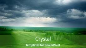 Presentation with storm clouds - PPT layouts consisting of stormy skies - green grassland and storm clouds background and a tawny brown colored foreground