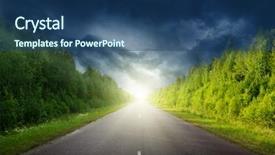  Presentation with forest road - Cool new theme with stormy sky and road backdrop and a ocean colored foreground