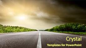  Presentation with forest road - Slide deck consisting of stormy sky and road background and a tawny brown colored foreground