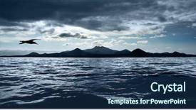  Presentation with peaceful - Beautiful presentation theme featuring stormy sky over peaceful water backdrop and a ocean colored foreground