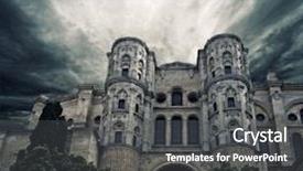 Presentation with stormy sky and dark clouds - Presentation theme featuring stormy sky over the cathedral background and a  colored foreground