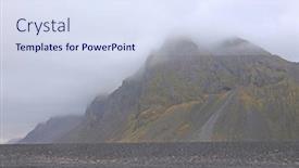  Presentation with iceland - PPT theme featuring stormy-volcanic-landscape-in-iceland background and a sky blue colored foreground