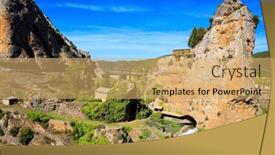  Presentation with waterfall - Presentation theme consisting of stormy-waterfall-among-steep-cliffs background and a yellow colored foreground