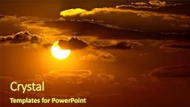  Presentation with sun rays on blue sky - Cool new slide set with stormy weather - sunset sky with clouds backdrop and a tawny brown colored foreground
