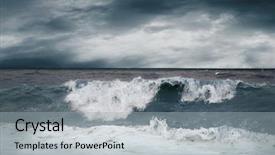  Presentation with weather storm - PPT theme enhanced with stormy weather - view of storm seascape background and a light gray colored foreground