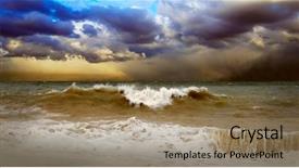  Presentation with storm - Amazing slide deck having stormy weather - view of storm seascape backdrop and a coral colored foreground