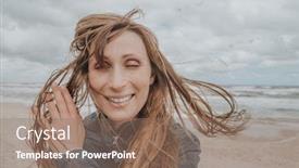  Presentation with weather - Theme consisting of stormy-weather-coast-hair-girl background and a coral colored foreground