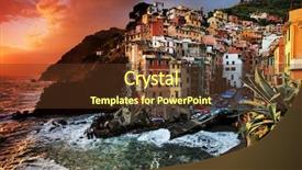  Presentation with weather storm - PPT theme consisting of stormy weather in riomaggiore village background and a tawny brown colored foreground