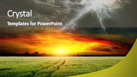  Presentation with weather storm - Beautiful slide deck featuring stormy weather over wheat field backdrop and a gray colored foreground