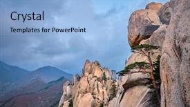  Presentation with rock stone - Cool new theme with stormy weather seoraksan national park backdrop and a light blue colored foreground