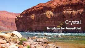 Presentation with boat tourism - PPT theme featuring stormy-wide-river-with-rapids background and a tawny brown colored foreground