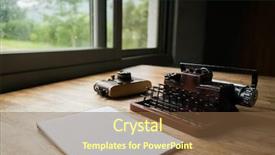 Presentation with note book - Presentation theme enhanced with story board - blank note book with typewriter background and a tawny brown colored foreground