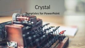  Presentation with note book - Slides consisting of story board - blank note book with typewriter background and a light gray colored foreground