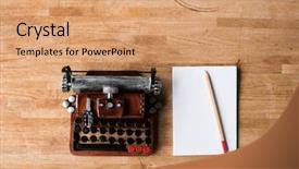  Presentation with note book - Beautiful presentation theme featuring story board - blank note book with typewriter backdrop and a coral colored foreground