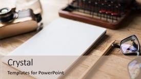  Presentation with note book - Presentation theme having story board - blank note book with typewriter background and a coral colored foreground